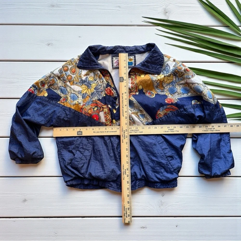 Vintage Misty Valley Sport Windbreaker Jacket – Blue Baroque Print – Early 90s - Picture 7 of 13